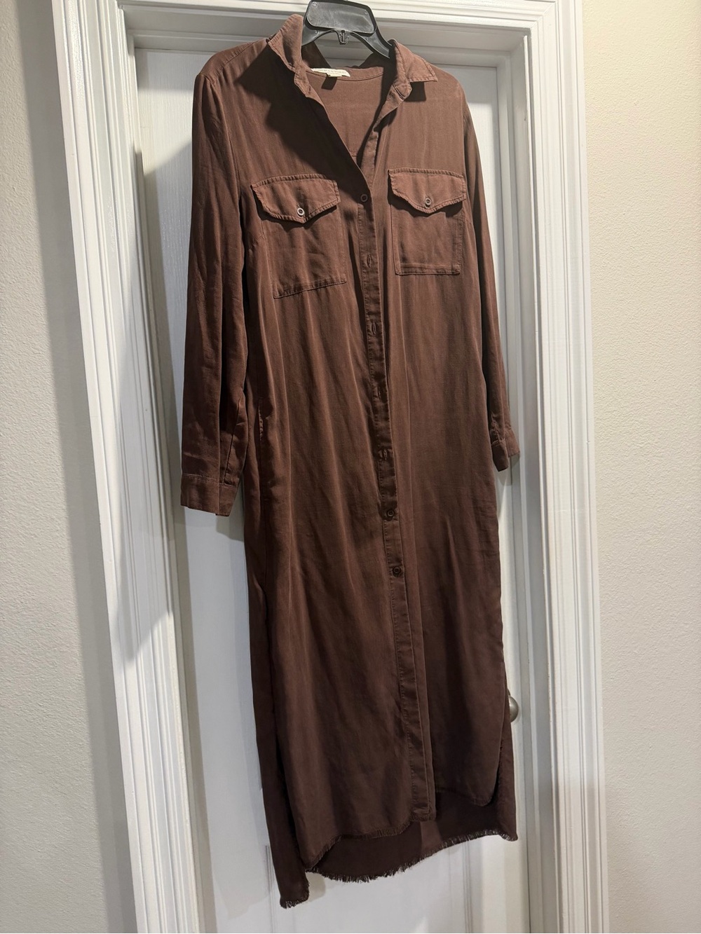Chelsea & Violet Dark Brown Long Button-Up Shirt Dress